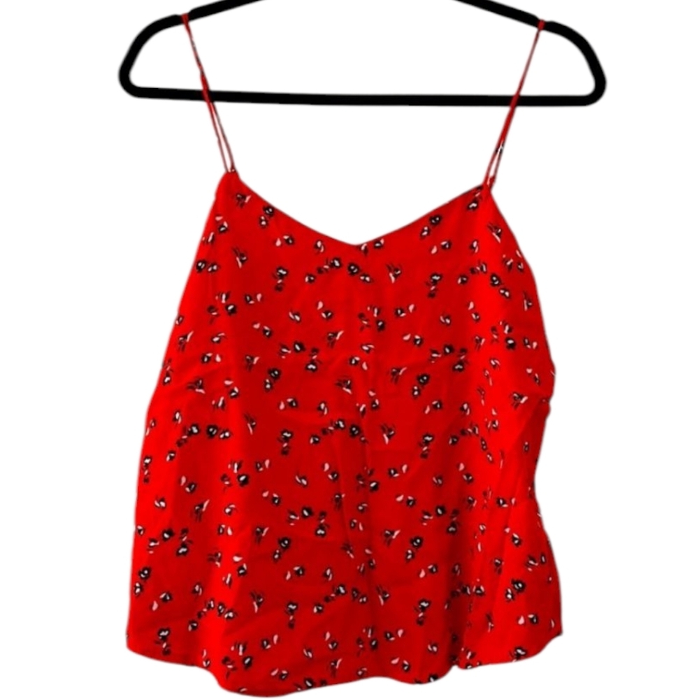 GAP WOMENS tank top red floral Bust String Size Medium 100% Cotton - Picture 2 of 4